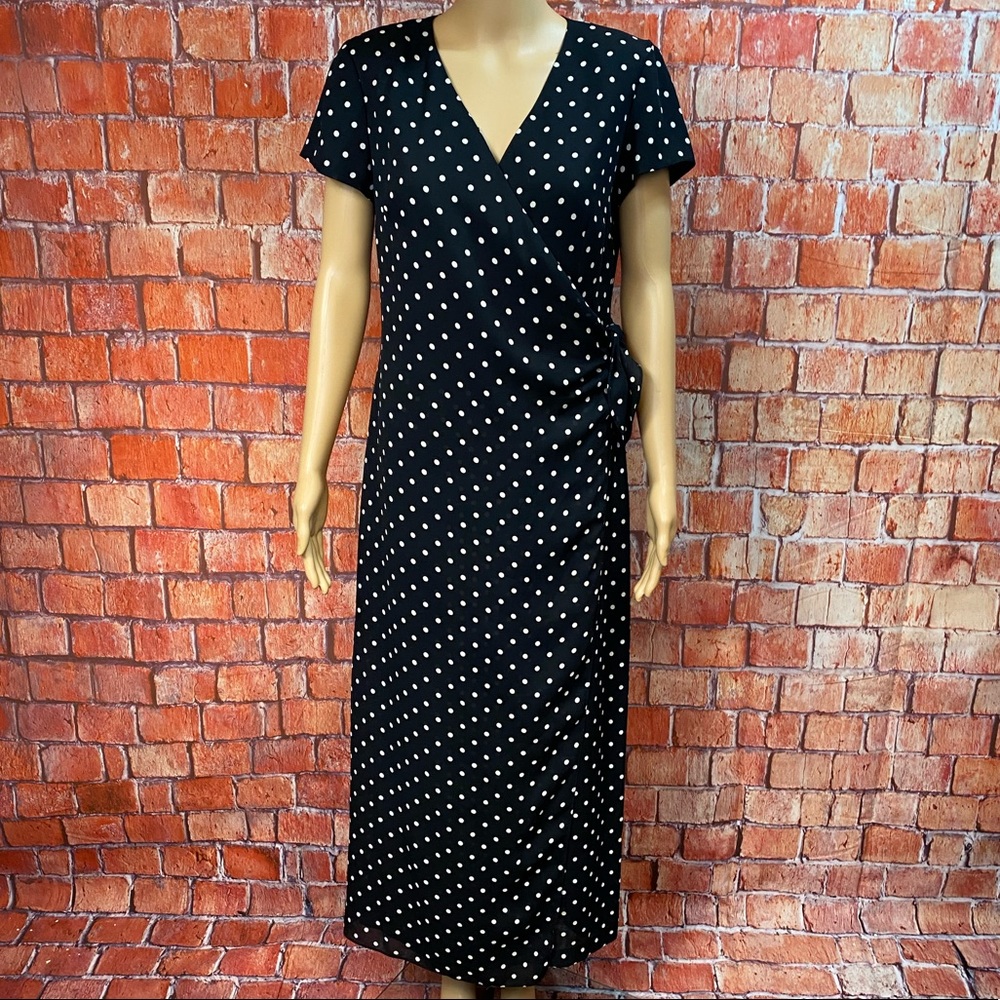 Vintage David Warren 3/4 Length Mock Wrap Dress‎